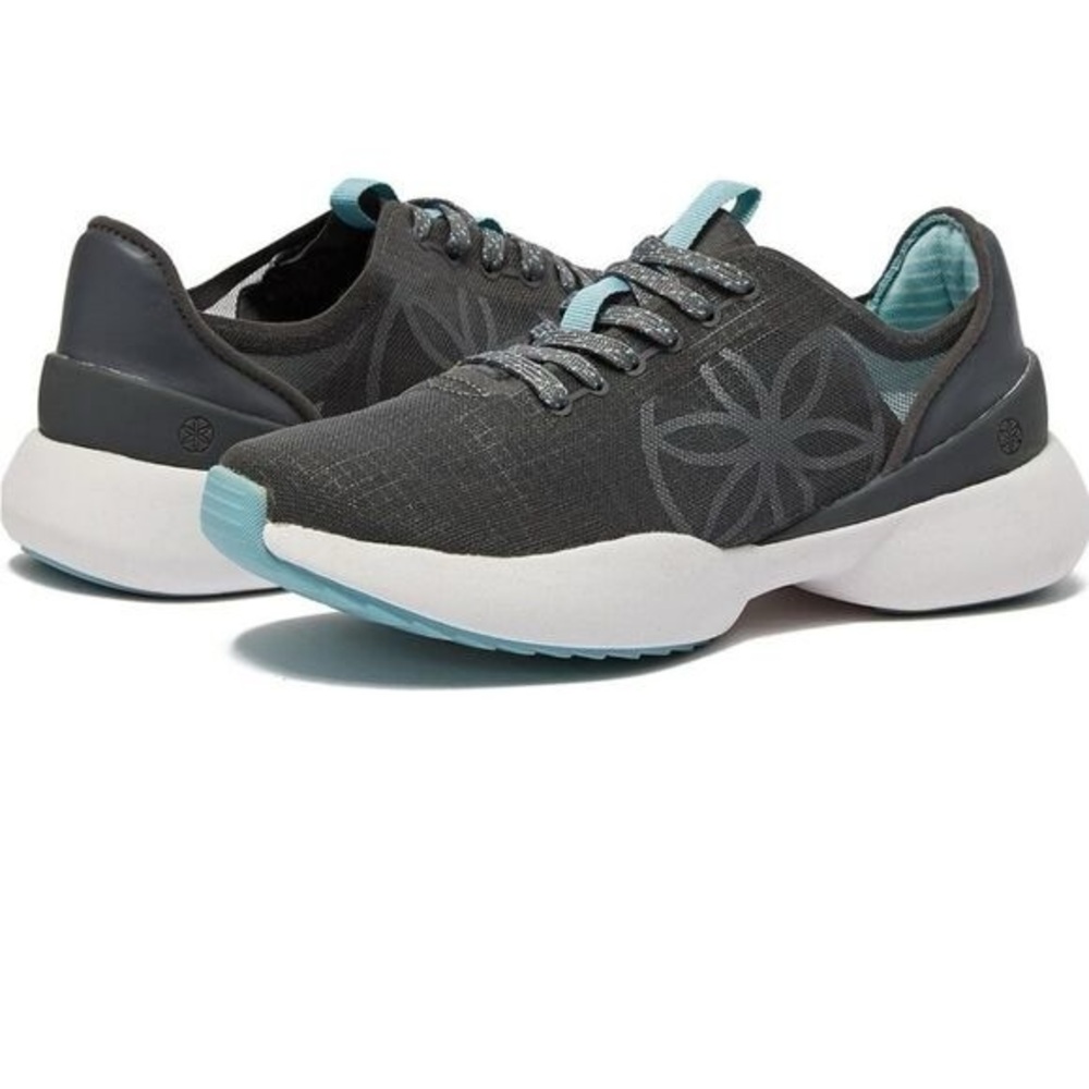 Gaiam Ortholite Sneakers Size 7 Gray Teal Comfort Walking Athletic Shoes - Picture 1 of 6